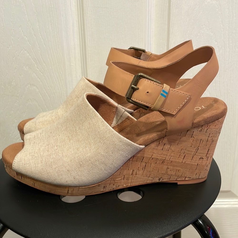TOMS Cork Wedges Size 12